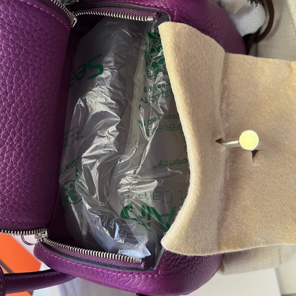 **Hard to find** timeless Hermes mini lindy in Anemone Clemence leather - Picture 5 of 7